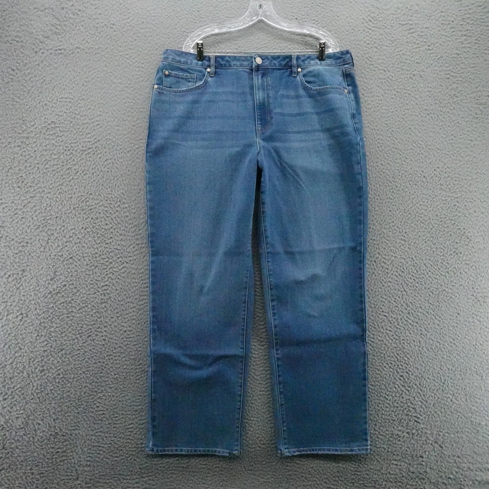 Seven 7 Womens High Rise Straight Leg Jeans Medium Wash Blue Size 16 NEW